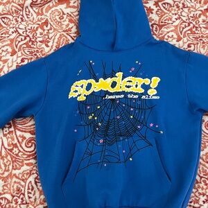 Spider hoodie blue yellow